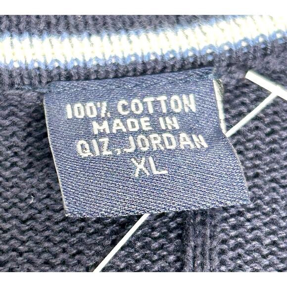 Brand New IZOD Sweater Men's XL Cardigan Grandpa Blue Ribbed 100% Cotton NWT - Picture 7 of 13